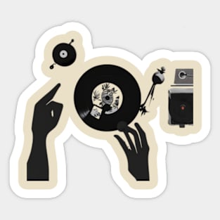 Scratching Vinyl Record Sticker